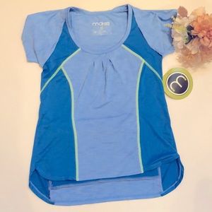 MOXIE WRAP TEE SOLID AZURE BLUE Small Moxie Light Blue Bicyclist Tee NWT